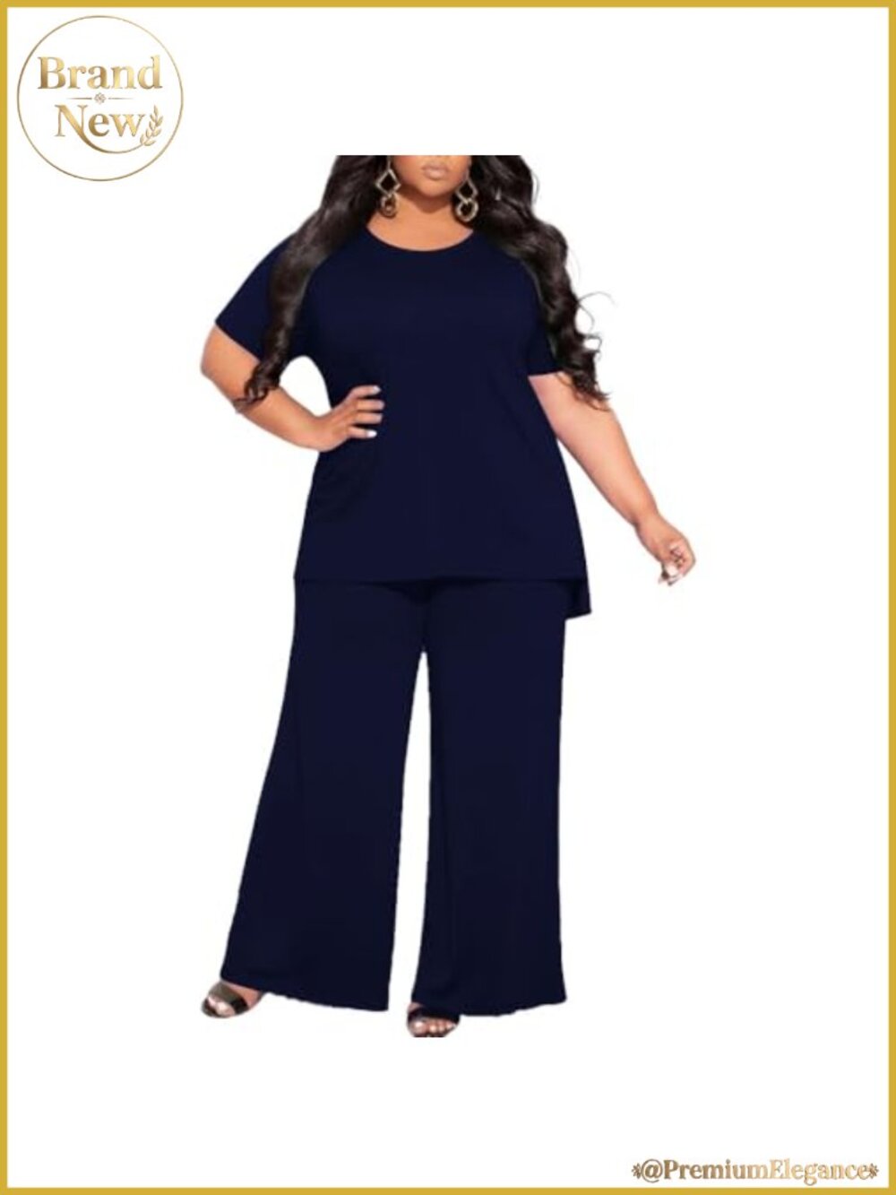 Plus Size Lounge Set 2 Piece Short Sleeve Wide Leg Pant Tracksuit